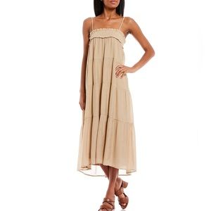 NWT- GB Textured Tiered Smocked Bodice Midi Dress